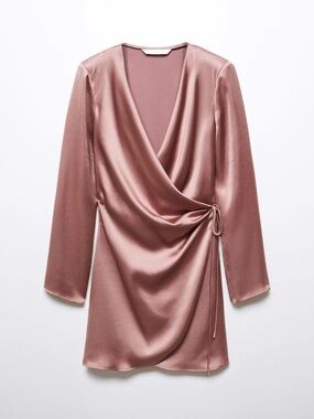 MANGO Wrapped Satin Dress - size 4